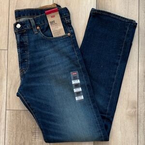 Levi's 501 Men's 33x34 Jeans Original Dark Wash Straight Leg Stretch Button Fly